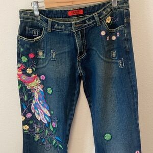 Tokyo Peacock Embroidered Jeans